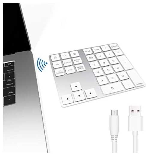 Teclado numérico Bluetooth, Bawanfa Teclado Numérico Inalámbrico Recargable 34 Teclas Entrada Datos Teclado Numérico Compatible con Windows/Android/iOS/OS