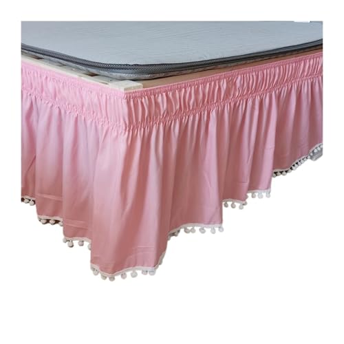 Falda de Cama, Camisas de Cama elásticas envolventes Blancas, sin Superficie de Cama, Faldas de Cama Twin/Full/Queen/King, 40cm de Altura, Uso en casa y Hotel(Pink,180x220x40cm)