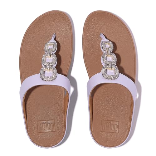 Image of FitFlop Women's Fino Crystal-Chain Leather Toe-Post Sandal