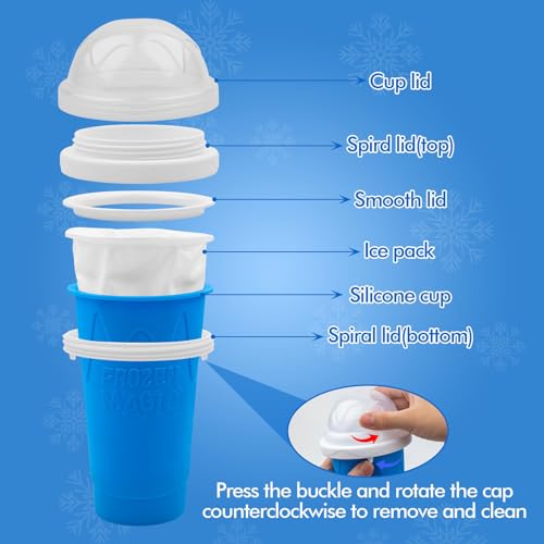 Slushy Maker Cup, DIY Magic Slushie Makers Squeeze Cups, Portable Smoothie Squeeze Cups for Juices, Milk and Ice Cream Make, Double Layer Squeezes Slushie Maker Cup, Birthday Gifts for Family