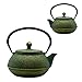 900ml Cast Iron Tea Kettle,SECHUDO Teapot Coated with Enameled Interior for Loose Leaf, Small Cast Iron Teapot with Strainer for Stovetop Safe, Green Iron Kettle(30.4oz)