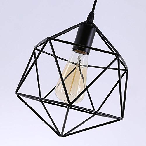 Lámpara industrial retro de techo negra E27 para salón moderno 2