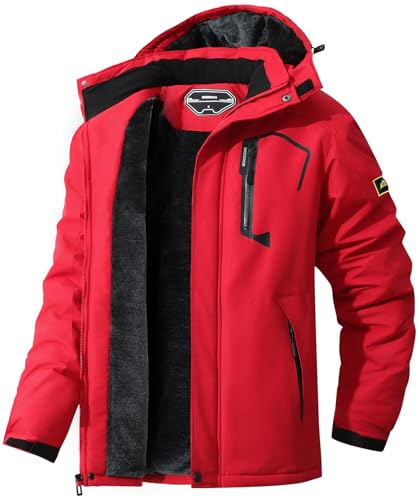 MAOYSSEN Men's Ski Jacket Warm Winter Snow Coat Waterproof Mountain Windbreaker Snowboarding Jacket Hooded for Hiking Traval