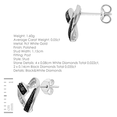 Boucles d'oreilles cœur or blanc 9ct et diamant noir d'exception - 4