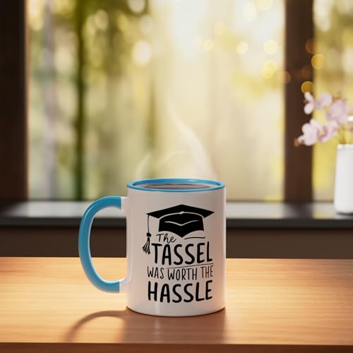 Taza de cerámica con diseño Graduation Tassel color azul/blanco miniatura 3