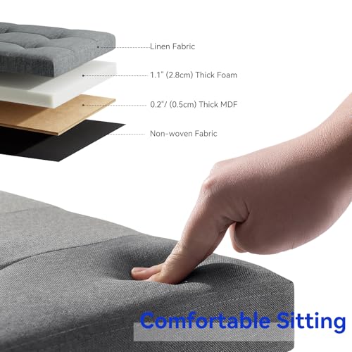 Image of BRIAN & DANY 43 Inches Folding Storage Ottoman Bench, Ottoman with Storage Bench for Bedroom, Living Room, Entryway, Foot Rest with Legs, Dark Gery
