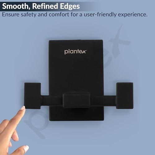 Image of Plantex 304 Grade Stainless Steel Hooks for Hanging Clothes /Robe Hooks for Bathroom /Cloth Hanger for Wall - Black (Senso)