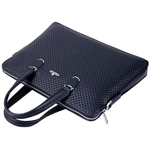 FSDWG Leather Business Bag, A4 Size, Waterproof, Black, Blue