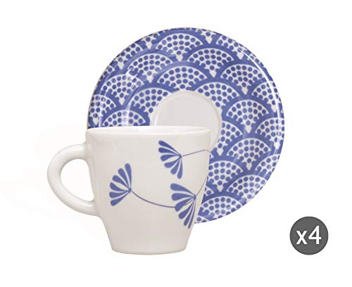Molecuisine Set Taza De Café con Plato 4 Uds. Magatama Azul