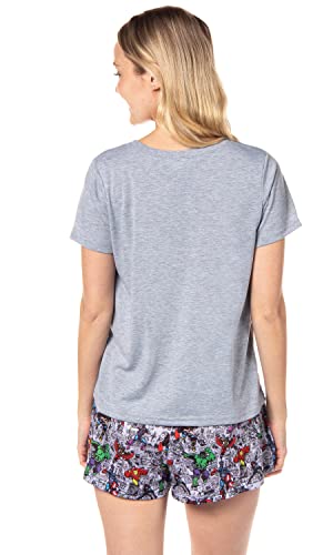 Marvel Womens' Classic Comic The Avengers Characters Sleep Pajama Set Shorts (X-Small) Grey #TOP4