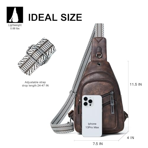 Leresas 7L Crossboydy Sling Bag for Women Vegan Leather Crossbody Purse Fanny Pack Chest Bag for Travel,Coffee by Leresas - Used condition - Image 3