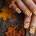 12 Sheets Fall Winter Holiday Nail Stickers, Christmas Thanksgiving Maple Leaves Design, All Seasonal DIY Self-Adhesive Nail Polish Strips with Nail File, Nail Art Decals (168 Pcs)