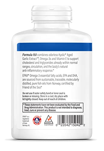 Kyolic Aged Garlic Extract Formula 150, Cholesterol And Circulation Health, Omega-3 180 Soft Gels (Packaging May Vary) #TOP1