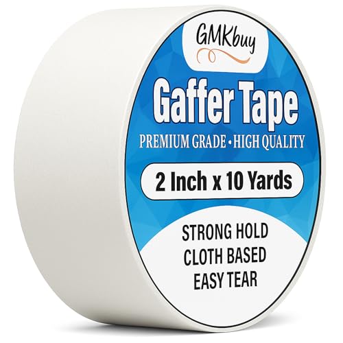 GMKbuy 2 in x 10 Yd White Gaffers Tape &ndash; Heavy Duty, Non-Reflective, Easy to Tear, Waterproof...
