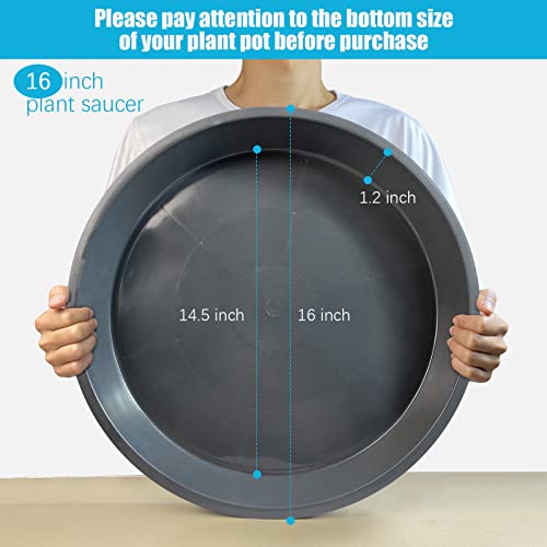 Dunpute 6 Pack Plant Saucer 14 16 18 20 Inch, Large Plant Tray Durable Planter Pot Saucers Drip Trays, Plastic Plant Plate Water Catcher Dish For Indoors Outdoors (16 Inch, Grey) #TOP1