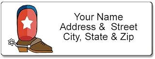 Stonehouse Collection | Texas Address Label | Customized Return Address Label | 90 Cowboy Boot Labels