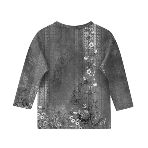 3/4 Sleeve Tops for Teen Girls Crew Neck Cute Tees Shirts Summer Floral Print Tees Blouse Casual Athletic Clothes2