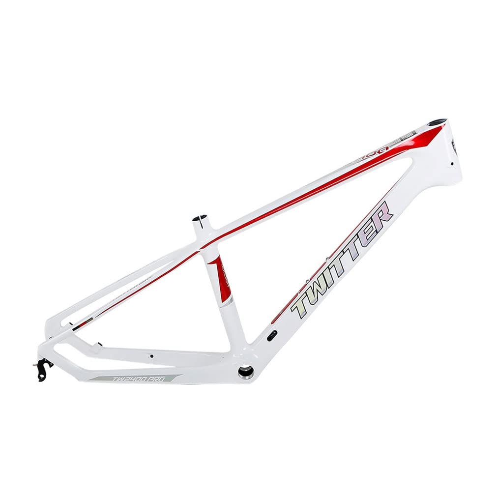 HIMALO Hardtail Mountain Bike Frame 24er Carbon Fiber Bike Frame 13.5'' QR 135mm Disc Brake Frame Internal Routing?for Women Students(White)