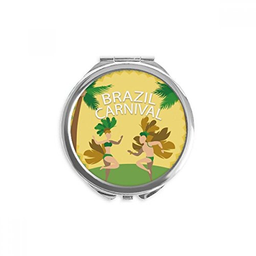 Miroir de poche de maquillage brésil carnaval miroir rond portable pliant multicolore