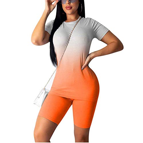 Mlpeerw Womens 2 Piece Shorts Sets Tracksuit Sport Yoga Joggers Bodycon Short Sleeve Crop Top+Shorts Casual Activewear cover