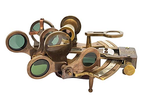 Brass Nautical - Brass Navigation Instrument Sextante Navegacion Marine Sextant in leather case - Slow Motion Mechanism