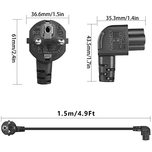 GELRHONR Câble d'Alimentation CEE7 Vers IEC C5 1.5M, Cordon à 90 Degrés Trèfle, Prise Mickey Mouse Pour Ordinateur Portable – vue 7