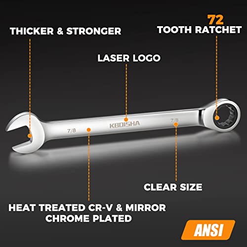Kboisha 24-Piece Ratchet Wrenches, Chrome Vanadium Steel Ratcheting Combination Wrench Set With Metric & Sae 72-Tooth 8-19Mm And 1/4" To 3/8" Standard Wrench Set With Wrench Organizer #TOP3