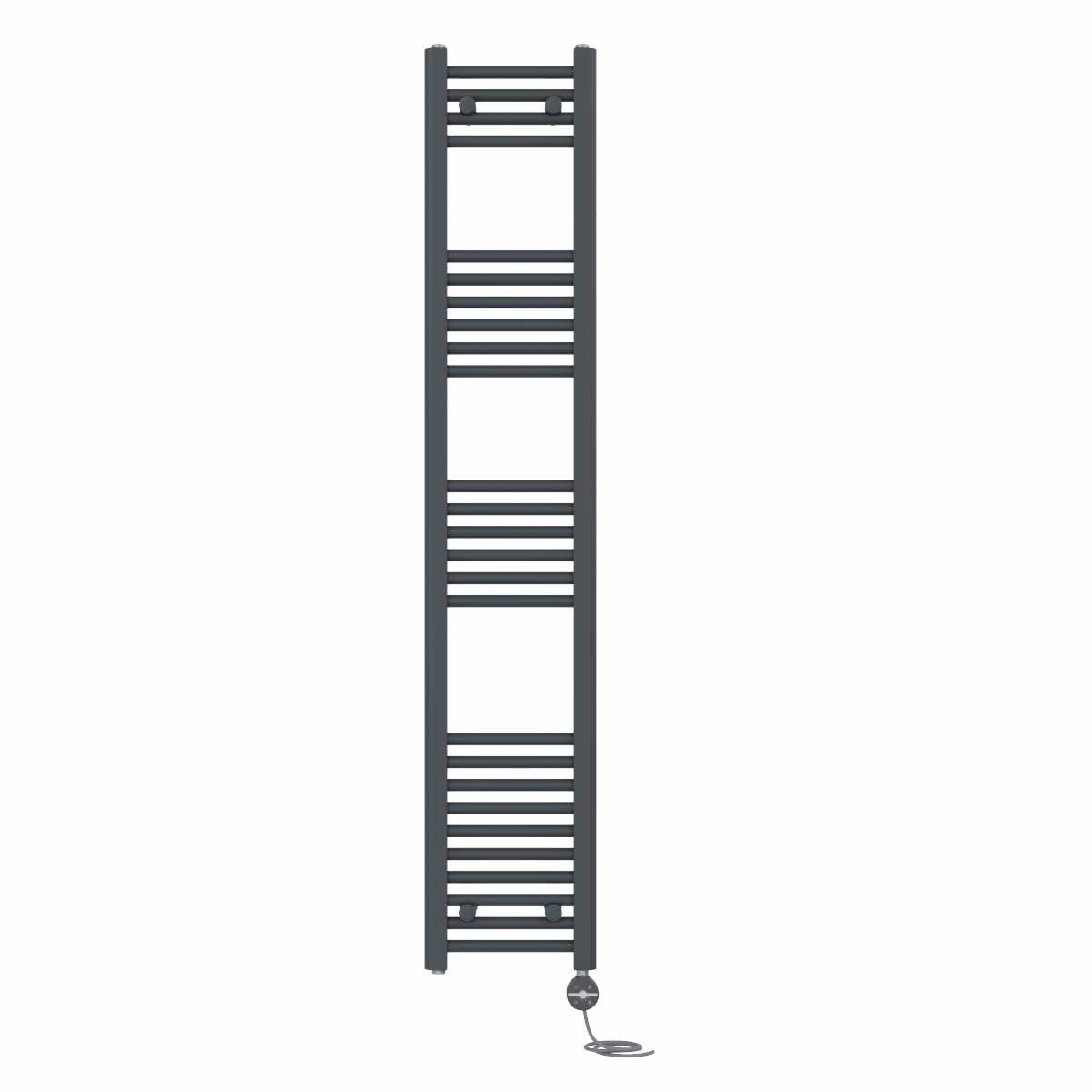 NRG Prefilled Straight Electric Heated Towel Rail Radiator Anthracite Thermostatic Bathroom Warmer with Touch Screen Display 1600x300mm - 800W