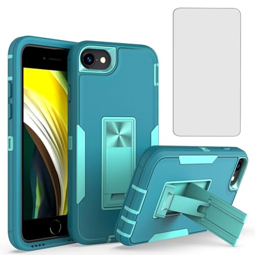 Coque iPhone 8 robuste avec béquille pour visionnage vidéo bleu