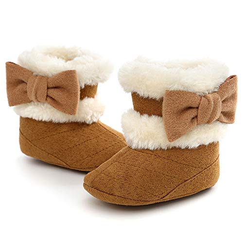 Lafegen Baby Girl Booties Non Slip Faux Fur Infant Ankle Snow Boots Newborn Toddler First Walker Winter Crib Shoes 3-18 Months, 3-6 Months Infant, 02 Brown #TOP3