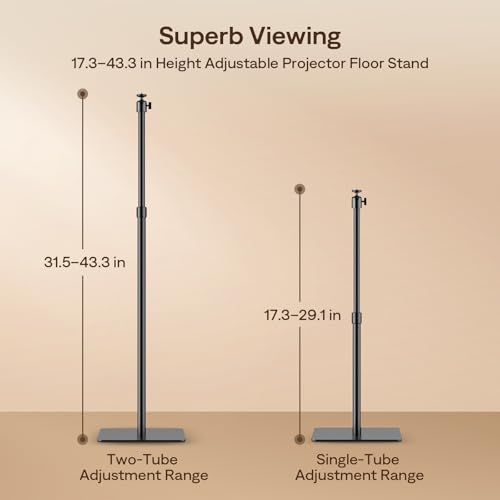 Image of Aurzen Adjustable Projector Stand, 17.3-43.3 in Height, 1 /4-Inch Screw, Compatible D1R Cube /D1R /D1 /D1G /BOOM mini /BOOM air /D1 air /D1R air & Most Projectors