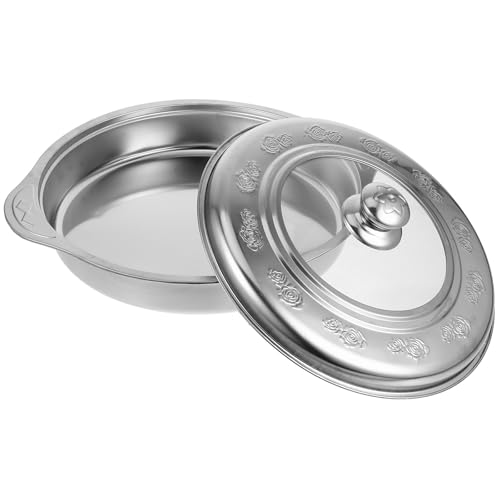 ASAKKURA y Patas de Goma Bandeja Rectangular de Acero Inoxidable con Tapa de Capacidad Grande para Buffet Adecuado para Reuniones Familiares y Bodas