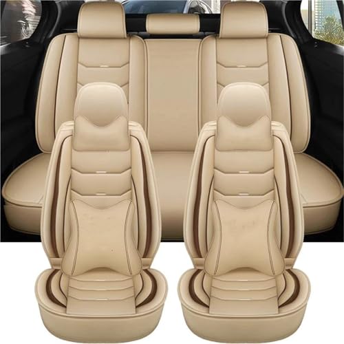 Housses de siège voiture universelles cuir beige pour voyager en famille