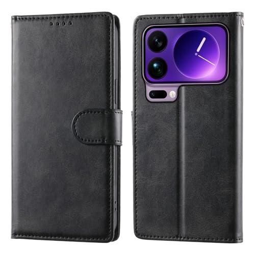 Étui Xiaomi 14T 5G cuir noir premium clapet magnétique haut de gamme