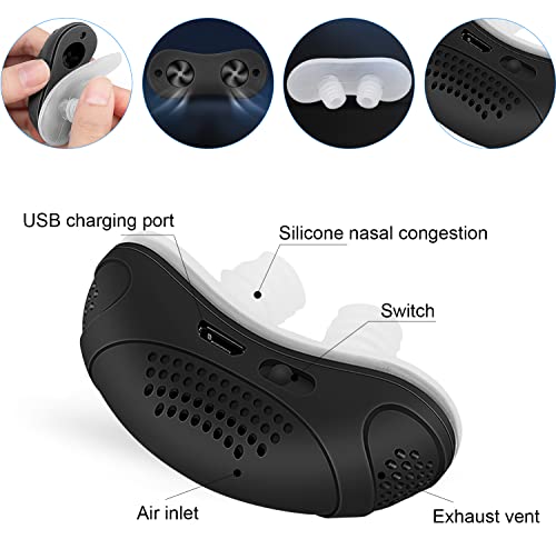 Anti Snoring Devices, Snoring Solution, Automatic Double Eddy Current Nasal Stop Snoring Dilator Nose Vents Plugs, 1 Count (Black)