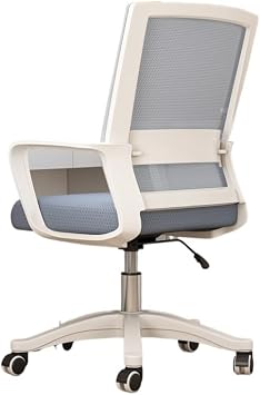 Office Chair Office Desk Chair, Ergonomic Mid-Back Mesh Rolling Work Swivel Task Chairs Comfortable Lumbar Support for Home, Bedroom, Study, Dorm, Student Desk ChairWhite
