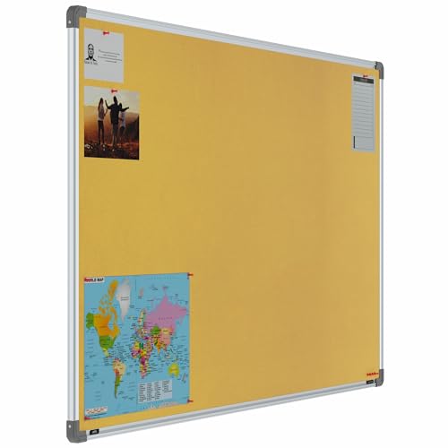 Image of Scholar Art Metis 3x5 Feet Bulletin Board for Home, Office & School | Vibrant & Versatile Crape Cloth + High Density Soft Board for Pinning Photos, Sticky Notes & Reminders (Yellow)