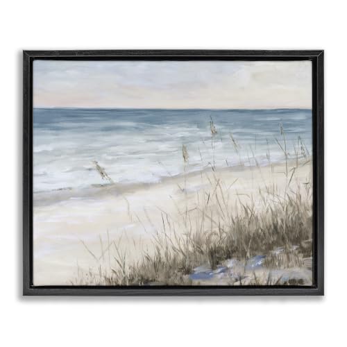 Stupell Industries Traditional Beach Coast Line Tall Grass Soft Sky, Design by Julie DeRice, 16 x 20, Black Floater Framed
