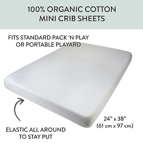 Image of HonestBaby Unisex-Baby Fitted Mini Crib Sheets Set Standard Mattress, 100% Organic Cotton Baby Boys, Girls, Neutral, 1 Pack - Pink (Mini), One Size