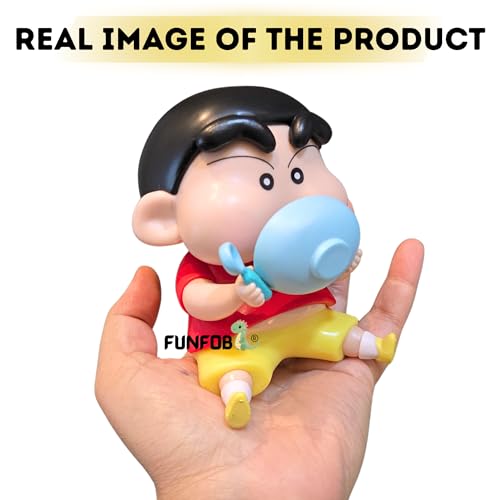 Image of FUNFOB Shinchan Action Figure Height-12cm | Shin chan Figurine Cartoon Figures Toys for Boys & Girls PVC Multicolour | Shin- Chan Eating