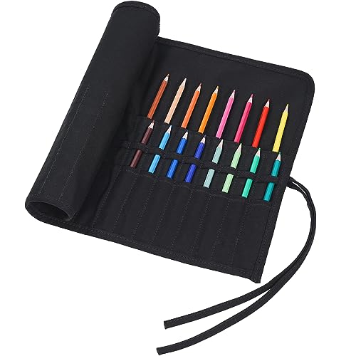 ECHSRT Paint Brush Holder Roll Up Case Storage for Artist Acrylic Oil Watercolor, Holders and Organizers 30 Slots，Black by ECHSRT - Image 2