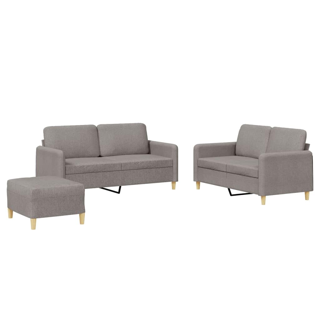 3-częściowy komplet mebli z poduszkami, materiał taupe, wytrzymały metalowy stelaż, 158 cm, 2-osobowa, wygodna mała sofa do salonu i salonu