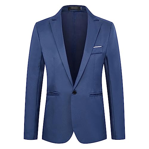 Blazer Hombre Fiesta, Americana Hombre Casual Verano con Solapa Manga Larga Ligera Y Suave Abrigo Deportivo De Botones Chaqueta De Traje para Bodas Y Negocio