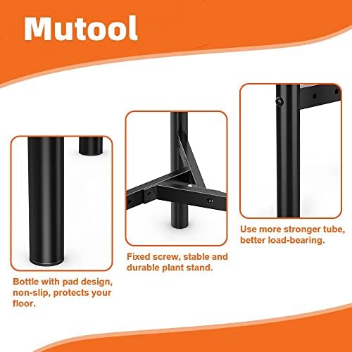 Mutool Adjustable Plant Stand, Metal Plant Stands Indoor Outdoor, Modern Plant Holders Plant Rack, Flower Stand Holder for 8-10 in Plant Pot, Black