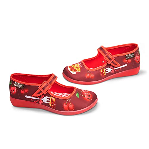 Image of Hot Chocolate Design Chocolaticas Funky Canvas Women's Mary Jane Flat Shoes, Marmalade, 7 UK