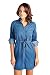 BLUE AGE Womens Chambray Denim Shirt Blouse Denim Dress