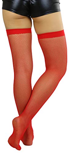 Image of ToBeInStyle Women's Fine Classic Fishnet Thigh High Stretch Nylon Novelty Stockings