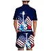 Kangyan Estate degli uomini Bandiera Americana Vela Nave Stampa 3D Indipendenza Giorno Casual Set Mens Slim Fit Lana Suit, Blu, XXXXL