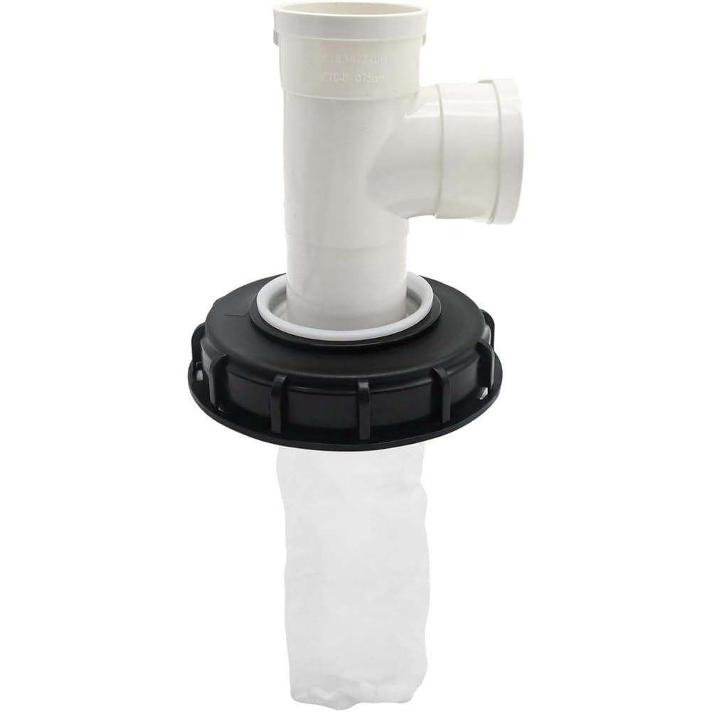 Aundhegrtt As Shown Vertical T-Shaped Ibc Tote Cover With Filter(165Mm) For 275 Gallon Water Tanks, Dn150-165Mm Vertical Tee Included