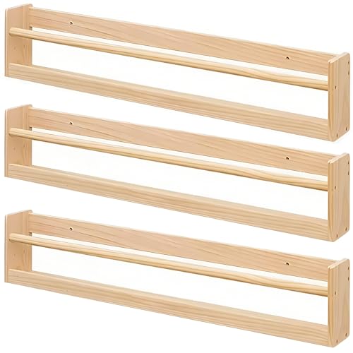 SGKOMN Revistero de Madera para Montar en la Pared, pequeño Expositor de folletos, Estante para Colgar folletos, Estante de exhibición para oficinas, bibliotecas, hogares,(3 Pack-L80cm/31.5in)